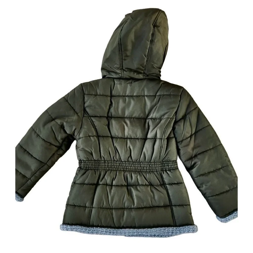 Rothschild Winter Coat Jacket Puffer Hood Knit‎ green girl's 6X NWOT